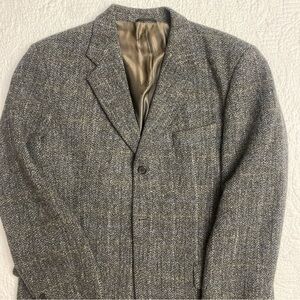 Vintage Mario Barutti Harris Tweed 100% Wool Gray Blazer Size 44R